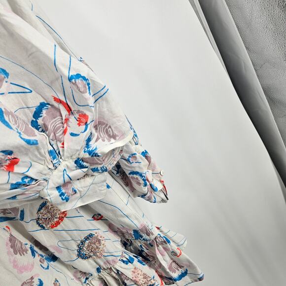 Mochi Sheryn Dress White Embroidered Balloon Sleeve Ruffle Hi-Low Mini Size S - Picture 3 of 10